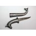 Horse Dagger Knife Silver Work Blunt Damascus Steel Blade Handmade Handle B36